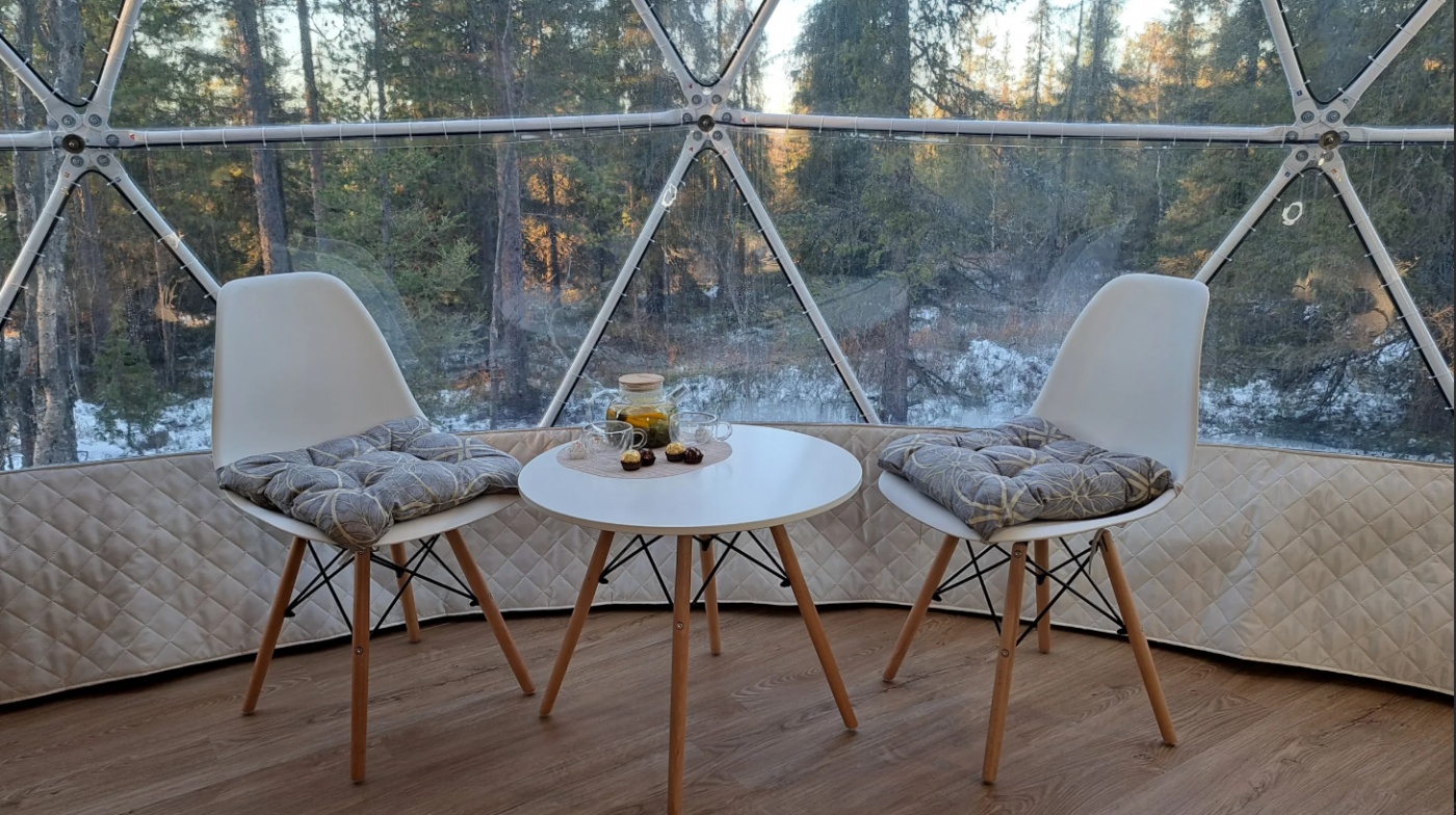 База отдыха «Лапландская деревня» Мурманская область Купольный шатер с панорамными окнами, фото 14